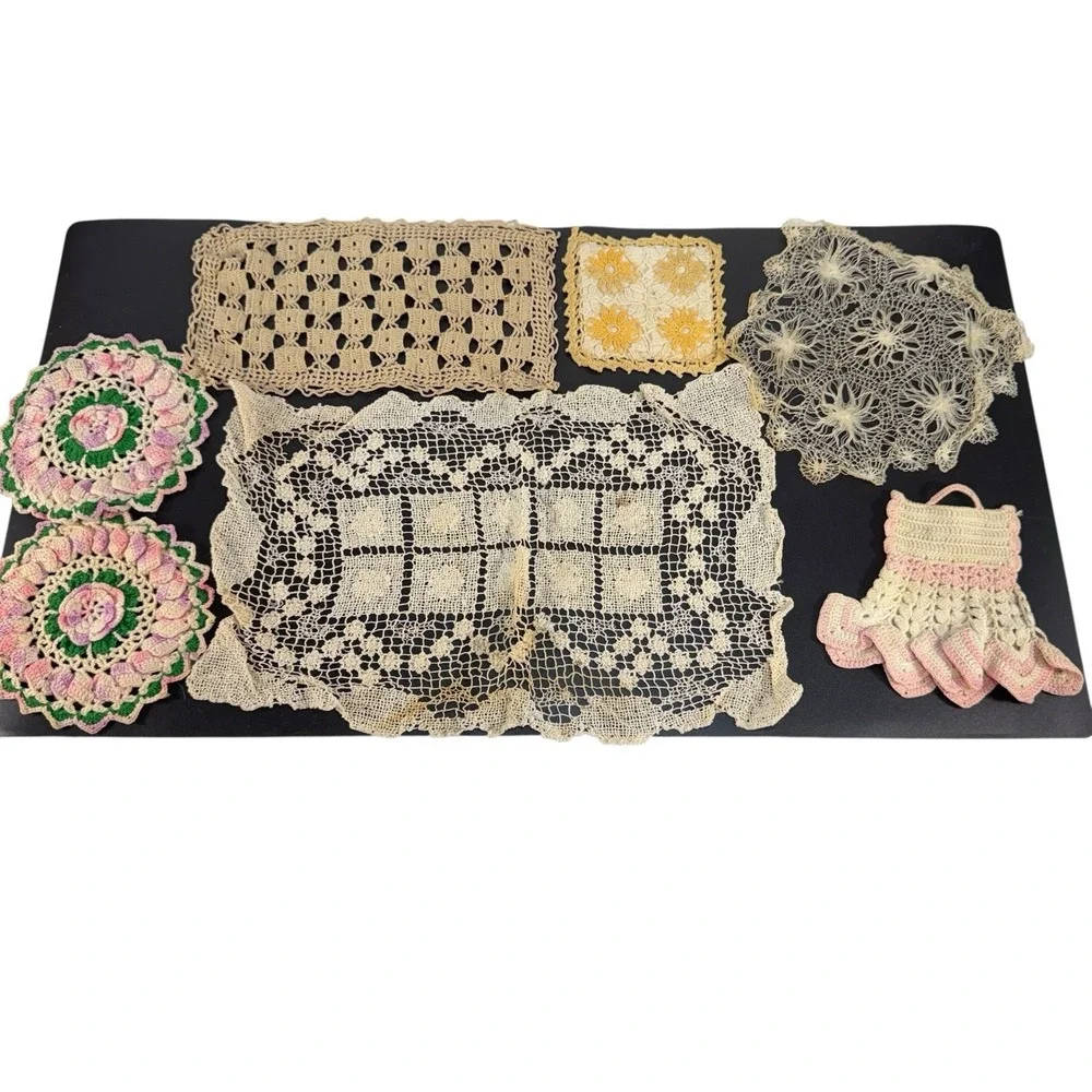 Vintage Doilies Hand Hade Crocheted Lace Mixed Sizes Lot‎ 7 Antique Victorian